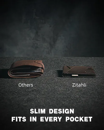 Miniatura 44 de Zitahli - Billeteras delgadas RFID para hombres, billetera de cuero flexible con clip de dinero, cartera minimalista con bolsillo frontal