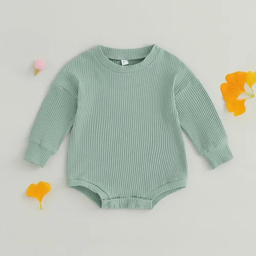 Miniatura 2 de Ropa de bebé recién nacido, suéter acanalado, enterizo de gran tamaño, sudadera de punto con burbujas, lindo traje de otoño