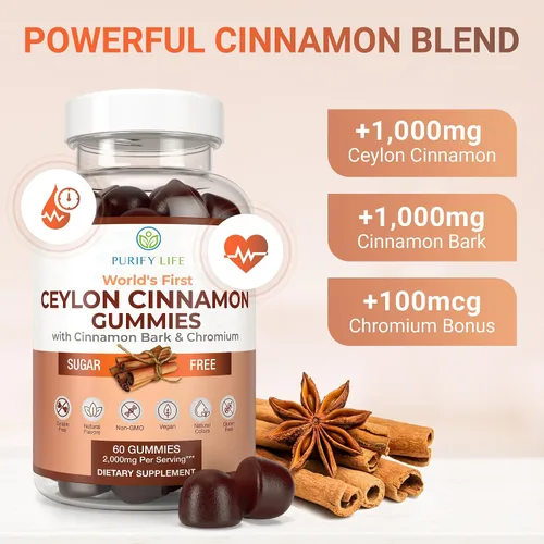 Miniatura 3 de Gomitas de canela de Ceilán sin azúcar (2,000 mg/porción), suplemento de canela a base de hierbas veganas, sin gluten, reemplaza cápsulas de canela