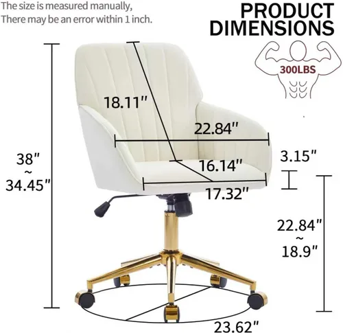 Miniatura 2 de Sillas de escritorio de oficina en casa, cómoda silla de computadora de terciopelo con asiento de respaldo, 300 libras de altura ajustable silla
