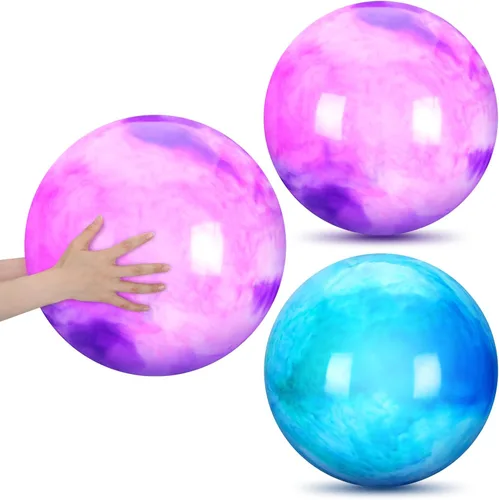 Deekin 2 Piezas Pelotas Saltarinas Marmoleadas de 15 Pulgadas 18 Pulgadas Pelotas Sensoriales de Goma Inflables Grandes para Patio de Recreo Azul y