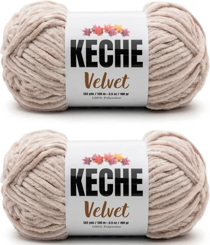 Miniatura 149 de Keche Hilo de terciopelo para ganchillo, manta de felpilla suave, voluminosa, hilo amigurumi, 3.53 oz (132 yardas), color azul bebé