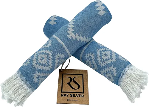 Miniatura 7 de RAY SILVER Aztec - Juego de 2 toallas de mano turcas 100% algodón, peshtemal, tacto suave, 18 x 36 pulgadas, peso ligero, para viajes, campamento