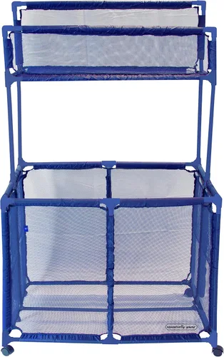 Miniatura 4 de Soporte para Fideos de Piscina, Juguetes, Flotadores, Pelotas, Contenedor Organizador de Almacenamiento de Malla Rodante de Doble Nivel, Grande