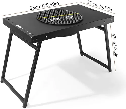 Miniatura 7 de Parrilla de carbón portátil, parrilla plegable de acero al carbono negra 25.5 in Patio Barbecue BBQ Grill,for Outdoor Cooking, Patio, Party