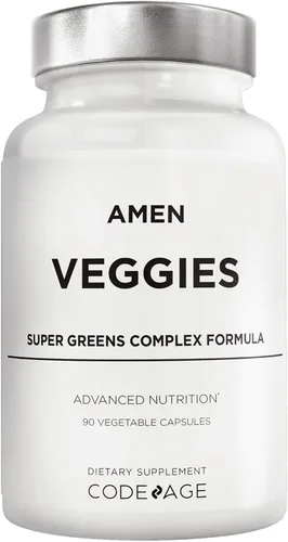 Amen Veggies, Suplemento de vitaminas diarias de verduras, mezcla vegana de verduras y cápsulas multivitamínicas de verduras crudas integrales,