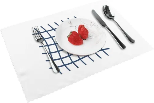 Miniatura 12 de Rectangular Placemats Set of 4, Heat Resistant Crystal Giant Flower Printed Kitchen Dining Table Mats