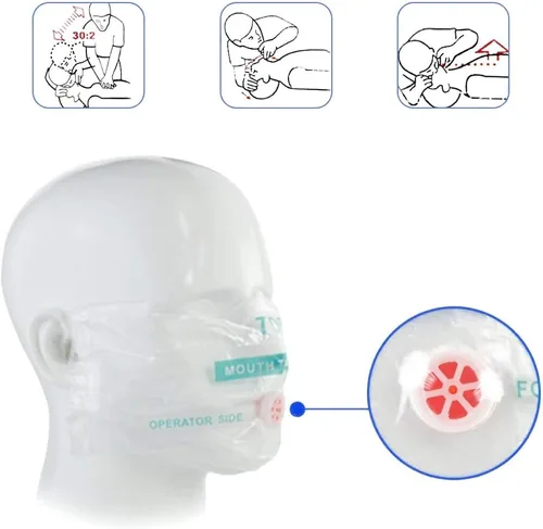 Miniatura 6 de 1 kit de primeros auxilios vacío y 20 máscaras de protección facial RCP, llavero máscara desechable de emergencia, protectores faciales RCP, máscara