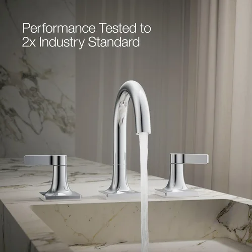 Miniatura 12 de KOHLER K-28125-4-CP Venza - Grifo para lavabo de baño, 3 agujeros con dos manijas de palanca y drenaje clicker, 1.2 GPM, cromo pulido