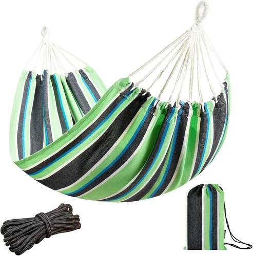 Miniatura 18 de JoyView Hamaca individual de macramé bohemia con cuerdas para colgar y elegantes borlas, hamaca portátil de algodón de 78.8 x 39.4 pulgadas