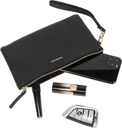 Miniatura 4 de DORIS&JACKY Bolso de mano pequeño de cuero para mujer, delgado, delgado, de piel de cabra, para teléfono celular, con correa