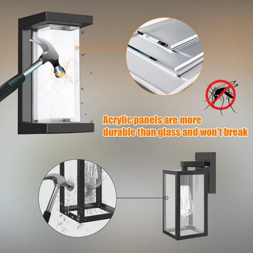 Miniatura 4 de Juyace Accesorios de iluminación exterior de 18 W, paquete de 6 luces económicas para porche al aire libre, apliques negros modernos, montaje