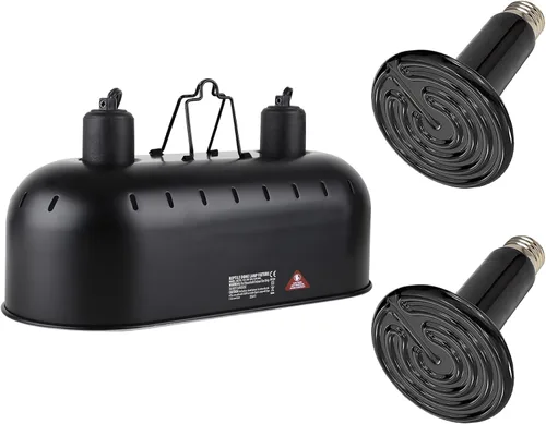 Miniatura 8 de DXOPHIEX Accesorio de lámpara de reptil doble de 15 pulgadas, accesorio de lámpara de calor de reptil doble Max 150W con luz solar UVA UVB de 100W