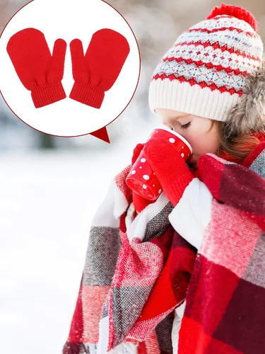 Miniatura 4 de Sumind 12 pares de guantes de punto para niños guantes elásticos cálidos de invierno guantes de guante para bebés para niños y niñas