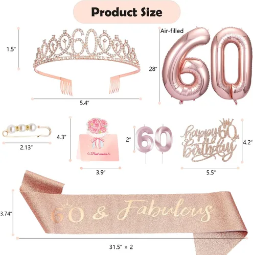 Miniatura 175 de Decoraciones de cumpleaños de 30 años para ella, banda y corona de cumpleaños de 30 años, adorno para pastel de cumpleaños y velas, tarjeta