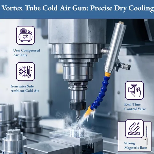 Miniatura 5 de AUNMAS Tubo de Vórtice Profesional de Aire Frío y Seco, Pistola de Enfriamiento de Aleación de Aluminio 6.9 bar 1000Btu 160mm Pistola de Aire Frío