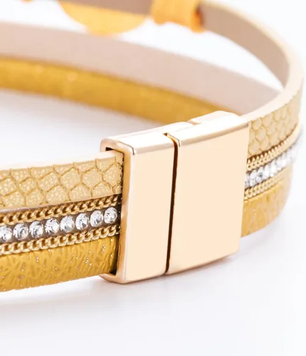 Miniatura 96 de FANCY SHINY - Pulsera de cuero estilo bohemio, pulsera de cuentas de cristal con cierre magnético, regalos de joyería para mujer