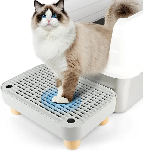 Miniatura 15 de Escalón para caja de arena, escalón para gatos, rampa, atrapador con función de filtro, fácil de limpiar, ideal para gatitos y gatos ancianos (negro)