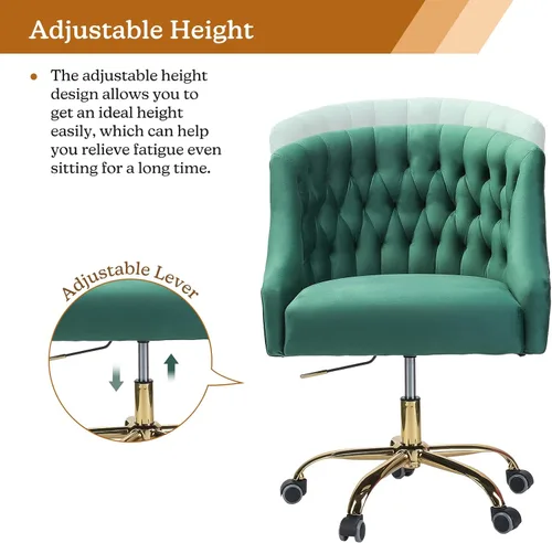 Miniatura 3 de Silla de escritorio copetuda de terciopelo Verde
