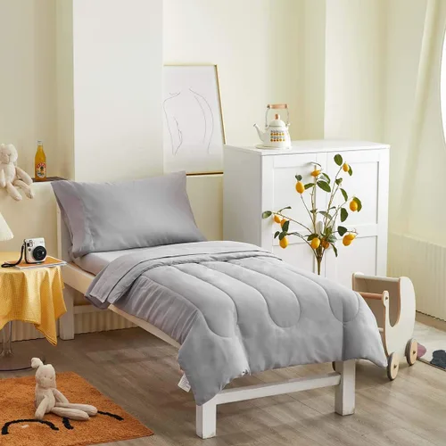Miniatura 9 de UOZZI BEDDING Juego de ropa de cama de 4 piezas para niños pequeños, ultra suave y transpirable, incluye edredón, sábana encimera, sábana bajera