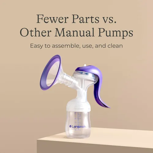 Miniatura 9 de Lansinoh Extractor de leche manual, bomba de mano con borde cómodo, incluye biberón de 5oz con tetina de flujo lento, elementos esenciales