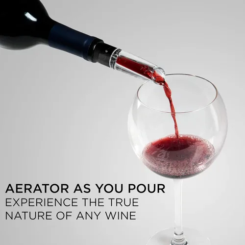 Miniatura 6 de Ivation Juego de vino de 9 piezas Abridor eléctrico, bomba de aire, vertedor con aireador, tapones de vino y champán, cortador de lámina y soporte.
