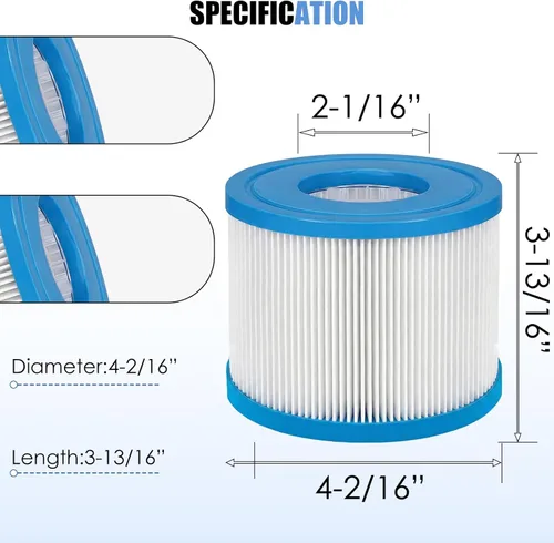 Miniatura 2 de Filtro de repuesto para bañera de hidromasaje tipo VI compatible con Coleman SaluSpa 90352E/58323E/58323E/58323, para bomba de piscina Lay-Z-Spa
