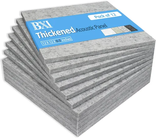 Miniatura 8 de BXI Paneles acústicos gruesos que absorben el sonido, paquete de 12 paneles acústicos densos de 12 x 12 x 0.5 pulgadas, paneles de sonido que