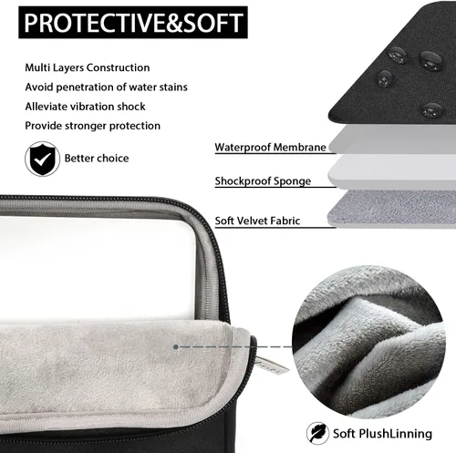 Miniatura 5 de Voova Funda para Portátil de 13, 14, 15, 16, 17 Pulgadas con Correa para el Hombro, Funda Impermeable para Portátil Maletín Delgado