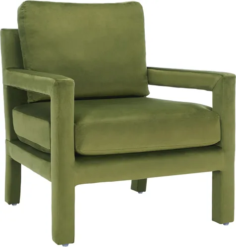 SAFAVIEH Home Collection Kye Mid-Century - Silla decorativa de terciopelo verde oliva (totalmente montada)