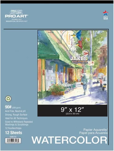 Miniatura 27 de Pro Art Bloc de acuarela de 12 x 16 AF 140 libras, 15 unidades, papel de acuarela, cuaderno de bocetos, papel de color de agua, bloc de papel