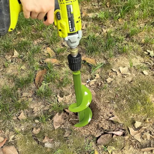 Miniatura 7 de TCBWFY Broca de barrena de 4"x12" para plantar y cavar hoyos, plantador rápido de bulbos de flores de plantas de jardín, broca de barrena de tierra