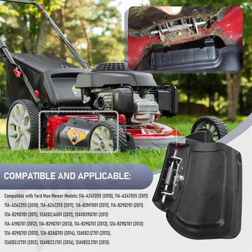 Miniatura 4 de 987-02516A Tapón de mantillo con bisagras para MTD, Troy-Bilt, CUB Cadet cortacésped de 21 pulgadas con pasador de bisagra 747-0710A y resorte