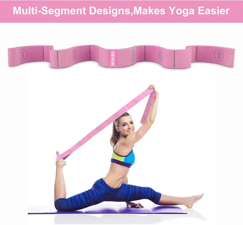 Miniatura 2 de Correa elástica para estiramiento de yoga, correa elástica multibucle para terapia física, pilates, yoga, danza y gimnasia, ejercicio y banda Rosa