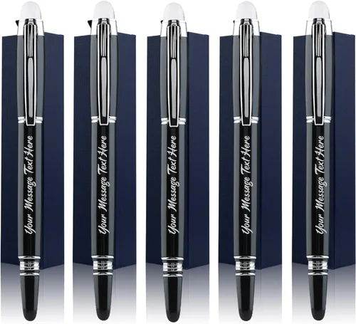 Miniatura 8 de Ancolo Bolígrafos de rodillo personalizados, juego de escritura suave de lujo con punta de cristal, tinta negra, personalizada con tu nombre