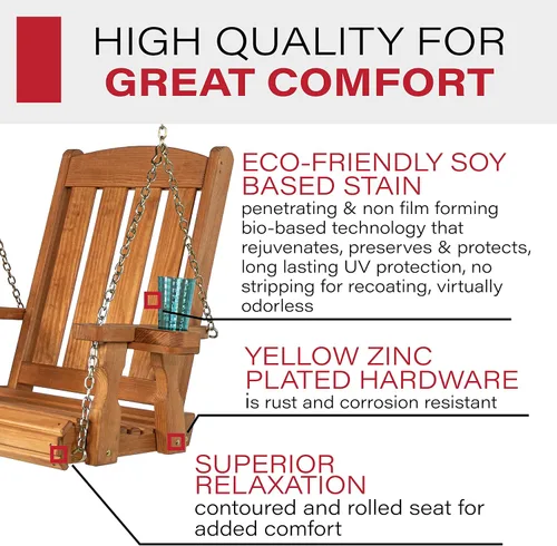 Miniatura 3 de Amish Casual Silla columpio con tratamiento a presión de misión resistente con portavasos (mancha de cedro)