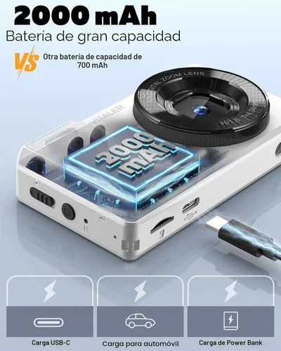Miniatura 3 de Cámara Digital con Lente Frontal y Trasera, Cámara de Enfoque Automático de 64MP 4K para Fotografía con Tarjeta de 32GB, Cámara Compacta Portátil