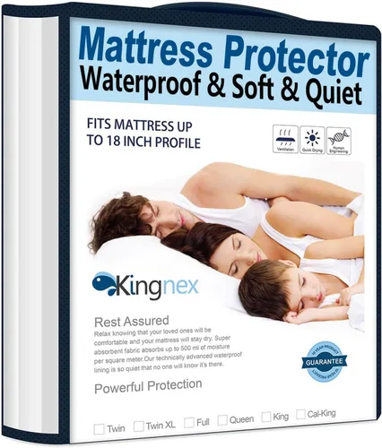 Miniatura 13 de Kingnex - Protector de colchón impermeable de doble parte para cama king ajustable con cabeza flexible de 32-34 pulgadas desde la cabecera, ultra