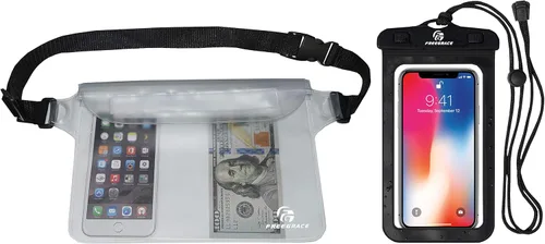 Miniatura 7 de Freegrace Juego de bolsas impermeables con correa para la cintura/funda para mantener tu teléfono y objetos de valor secos y seguros. Bolsas secas