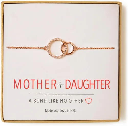 Miniatura 11 de A+O Regalos para mamá, regalo para madre e hija, collar de círculo entrelazado o pulsera