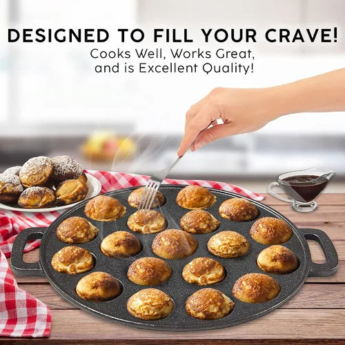Miniatura 3 de Upstreet Sartén Aebleskiver de hierro fundido/Sartén Ebelskiver/Ideal para sartén poffertjes (19 agujeros)