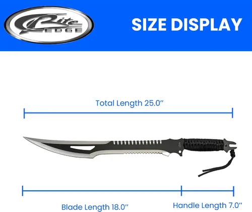 Miniatura 4 de SZCO Supplies 926956 - Machete de fantasía con mango envuelto en cordón de 25 pulgadas con funda de nailon, color negro