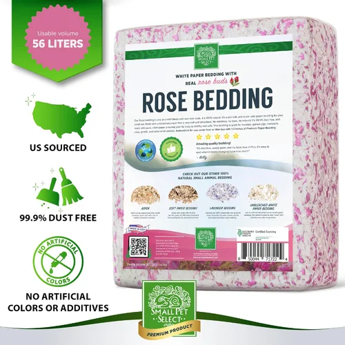 Miniatura 3 de Small Pet Select - Ropa de cama de papel natural con pétalos de rosa reales. Para conejos, conejillos de Indias y otros animales pequeños, 56 L