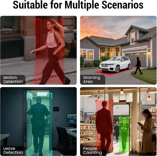 Miniatura 5 de Cámara de ventana de 4MP 2.5K, sin suscripción mensual, visión nocturna a todo color, detección de movimiento AI, WiFi de doble banda de 2.4 GHz y 5