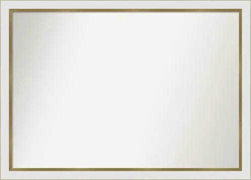 Miniatura 270 de Amanti Art Espejo de baño blanco para sobre el fregadero, 30 x 35 pulgadas, espejo de tocador rectangular estrecho de Eva de oro blanco, marco