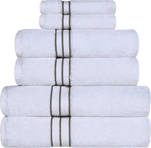 Miniatura 80 de Juego de toallas de baño de algodón turco ultra suave de Superior, juego de 2 piezas, toallas para la ducha, baño, artículos esenciales para el Latte