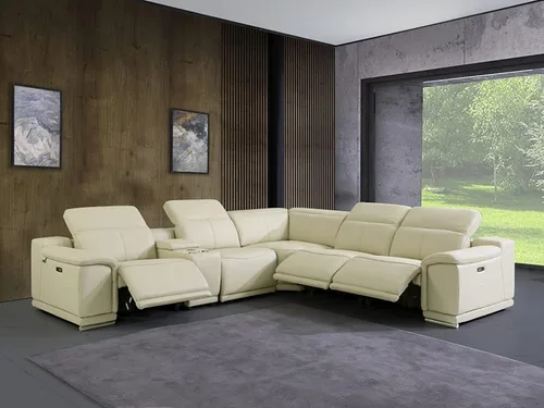 Miniatura 27 de BlackJack Furniture Venice - Juego de sofá reclinable seccional de cuero italiano de grano superior de 12 piezas con 4 reclinables eléctricos