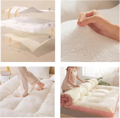 Miniatura 4 de Colchón japonés de suelo – Colchón tradicional para futón, tapete de tatami de 4 pulgadas de grosor, litera de siesta para niños y adultos, yoga