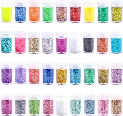 Miniatura 11 de Brillantina extrafina, juego de 24 colores cosméticos para arte de uñas, manualidades de resina, dispensador de polvo de brillantina suelta