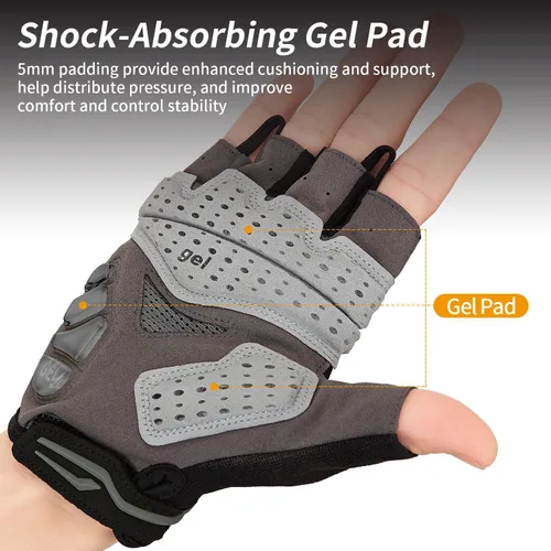 Miniatura 2 de Souke Sports Guantes de ciclismo para hombre con almohadillas de gel, guantes de bicicleta de medio dedo, ligeros, antideslizantes, absorben